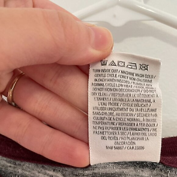 PINK VS VICTORIA'S SECRET Burgundy Maroon Gray Colorblock Varsity Long Sleeve XS - Picture 9 of 12